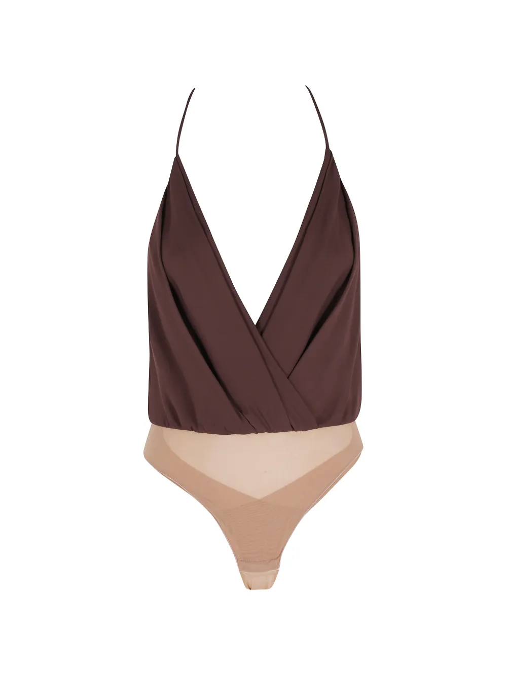 Elisabetta Franchi Georgette V-neck spaghetti-strap top - Marrone