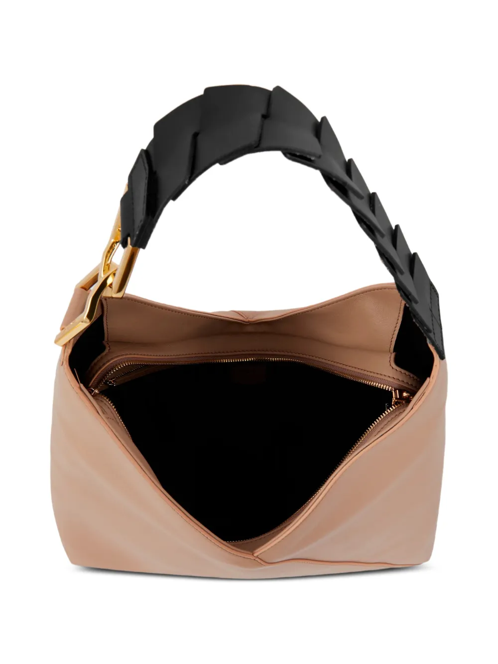 Lancel Schoudertas met gevlochten handvat Beige