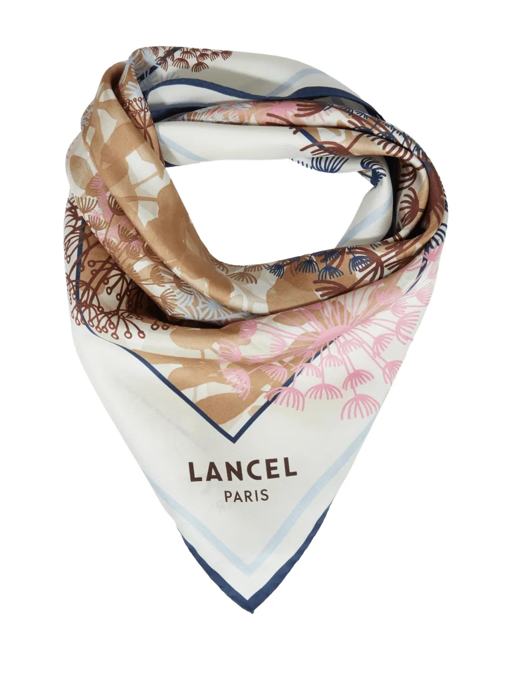 Lancel Sjaal met feux d'artifice patroon Beige