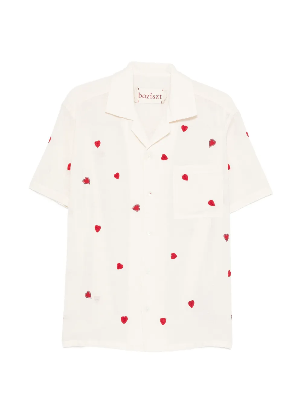 Baziszt heart-motif short-sleeve shirt - Toni neutri