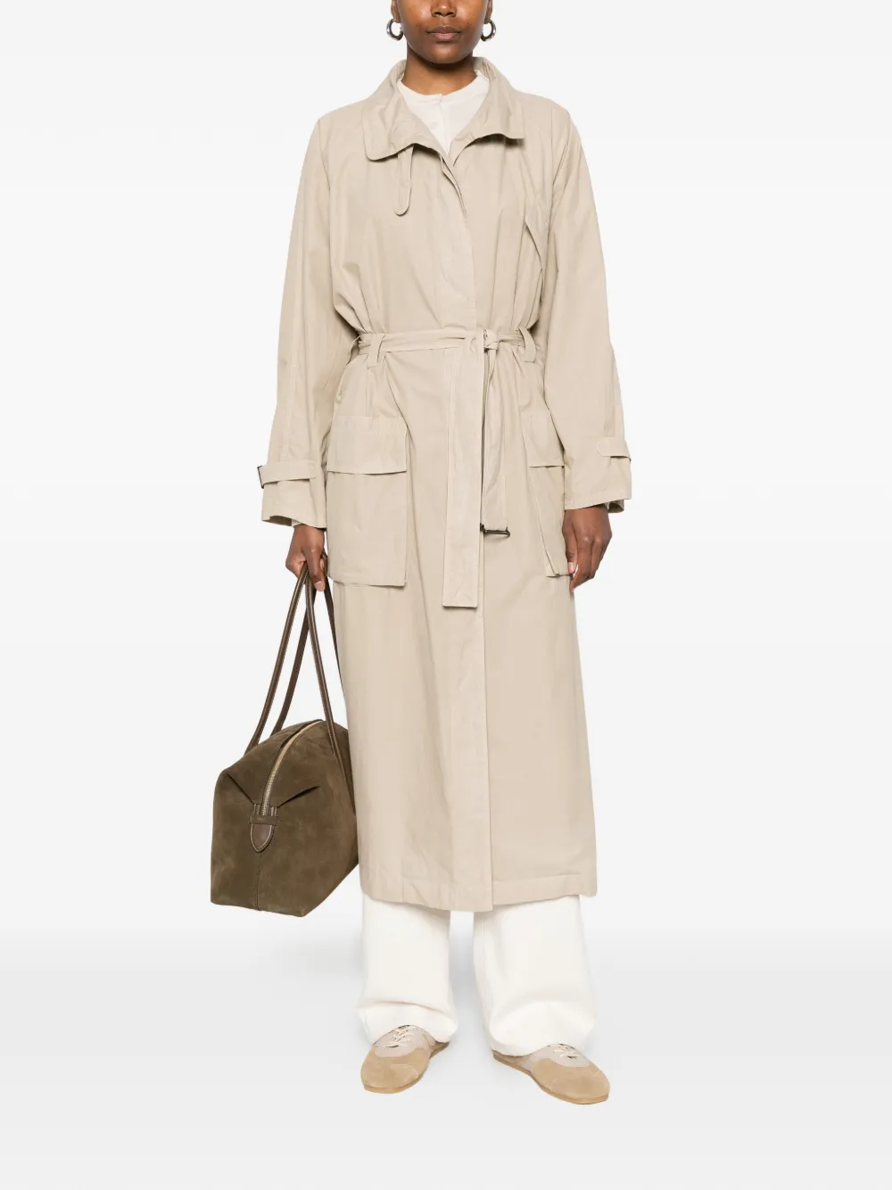  Aspesi Patch Pocket Belted Coat - Neutrals 