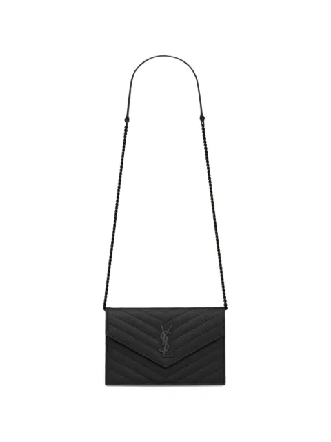 Saint Laurent Cassandre chevron-quilted chain clutch bag
