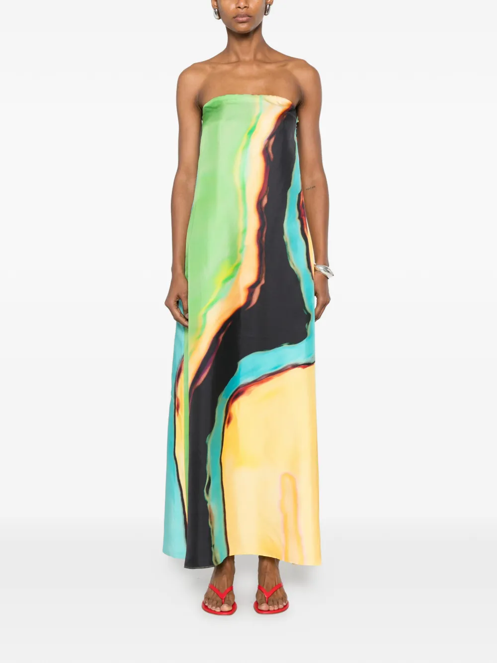 Christopher Esber Aura strapless maxi-jurk Oranje
