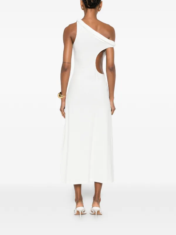 christopher esber white cut out dress Slash cutout ribbed-knit maxi dress in white - Christopher Esber