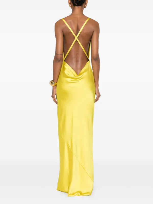 Norma Kamali cross-back bias-cut Gown | Yellow