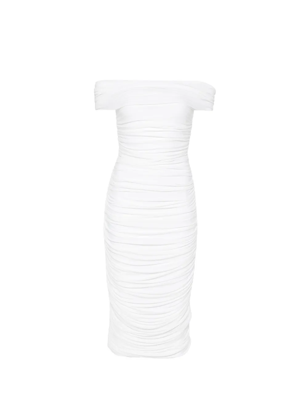 Norma Kamali ruched off-the-shoulder midi dress - Bianco