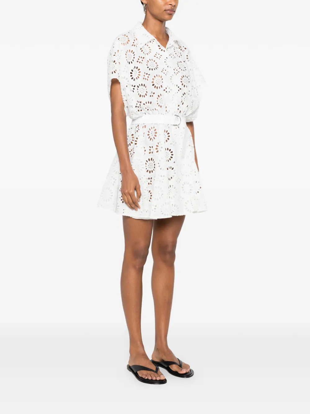 Norma Kamali Broderie Anglaise jurk met ceintuur Wit