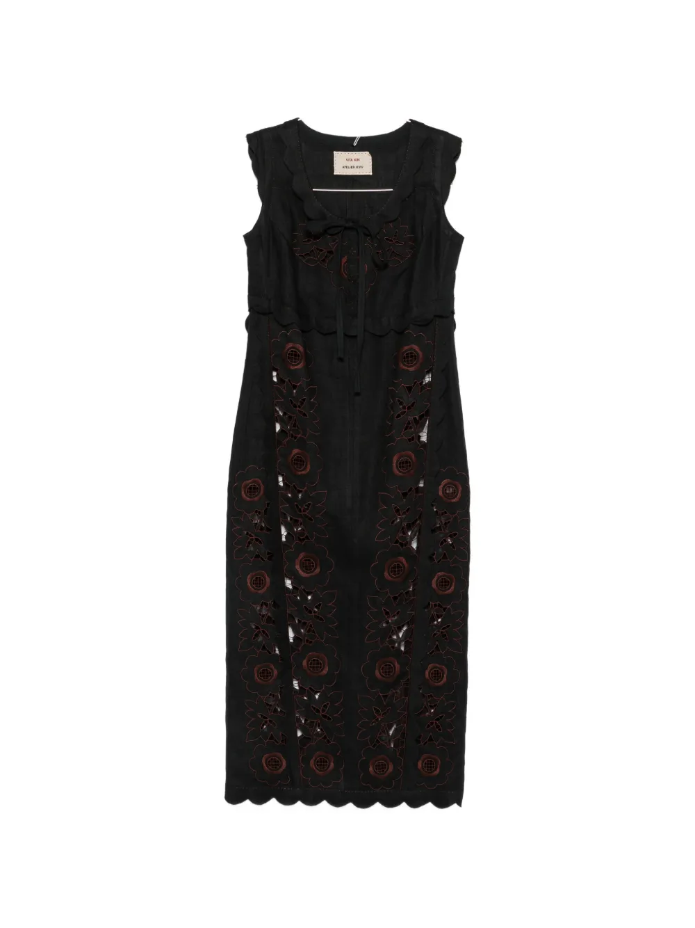 Vita Kin Vanina floral-embroidered midi dress - Nero