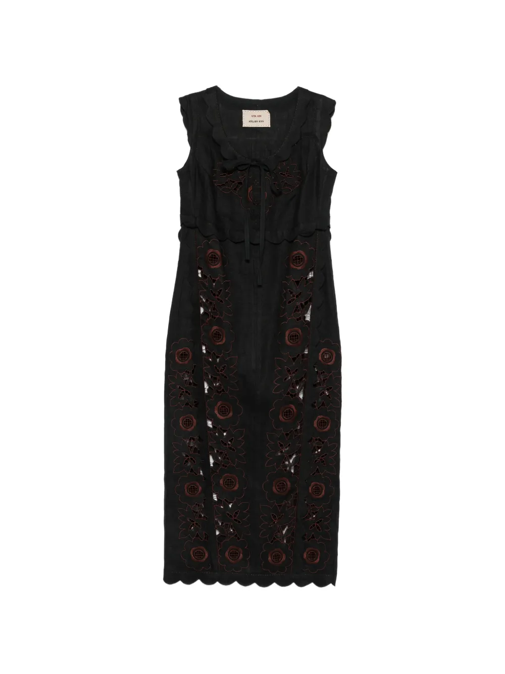 Vita Kin Vanina floral-embroidered midi dress - Black