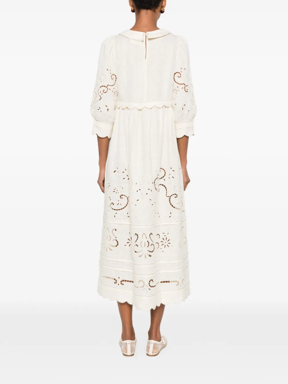 Vita Kin Giovanna Broderie-anglaise Midi Dress in Neutrals, view 4