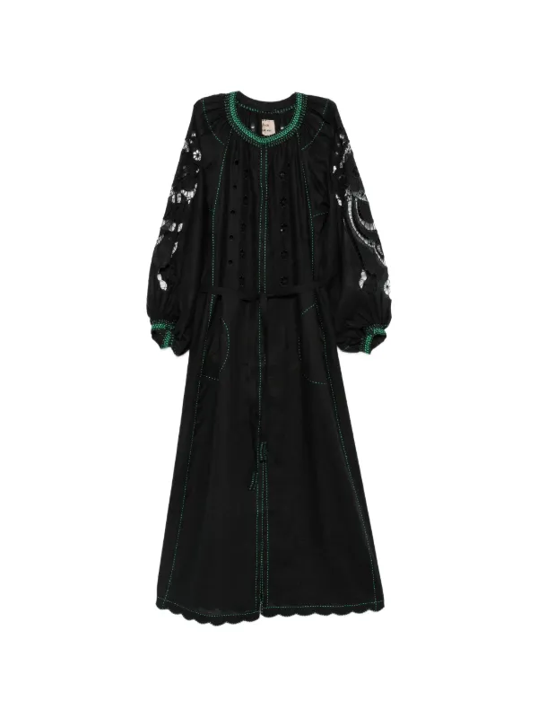 Vita Kin Babylon Embroidered Midi Dress in Black