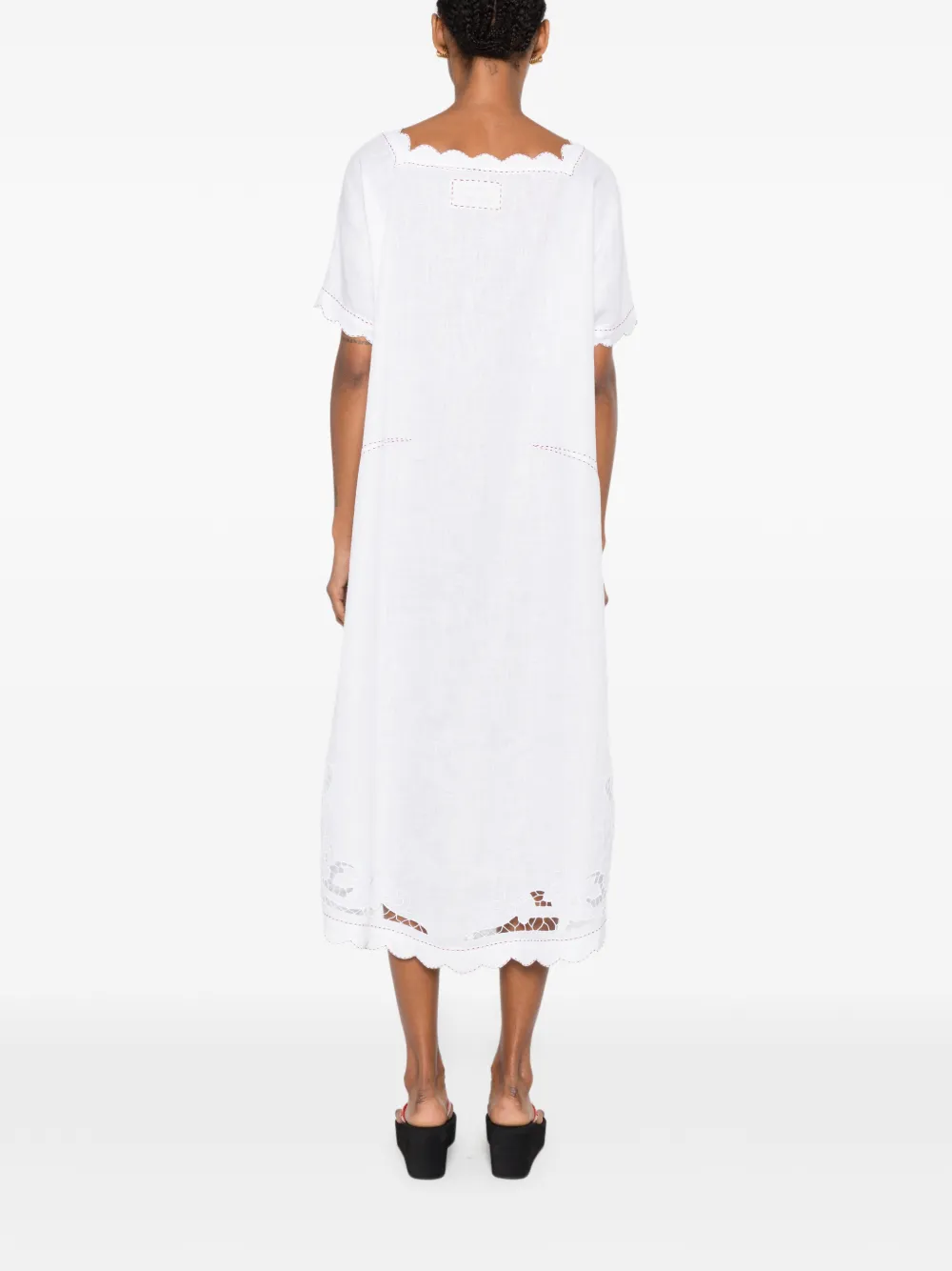 Vita Kin Formentera Scalloped-edge Midi Dress in White, view 4