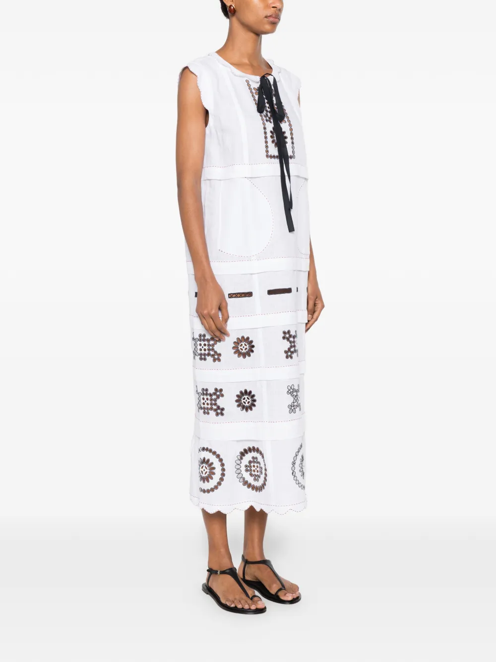 Vita Kin Phoebe Embroidered Sleeveless Midi Dress in White, view 3