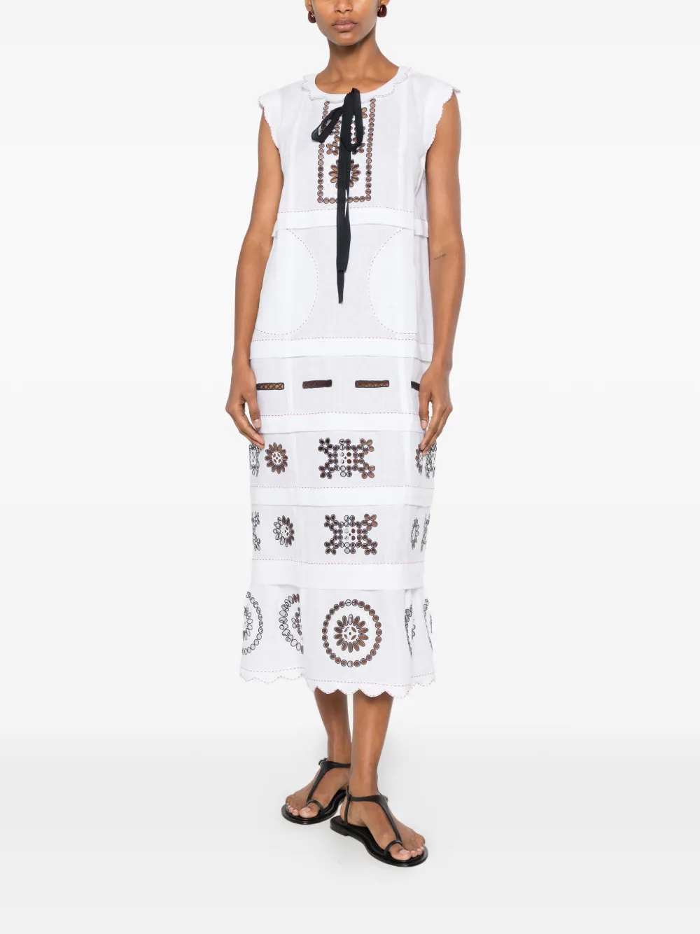 Vita Kin Phoebe Embroidered Sleeveless Midi Dress in White, view 2