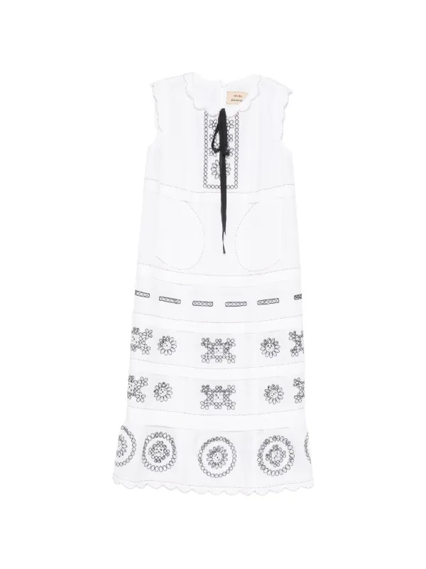 Vita Kin Phoebe Embroidered Sleeveless Midi Dress in White