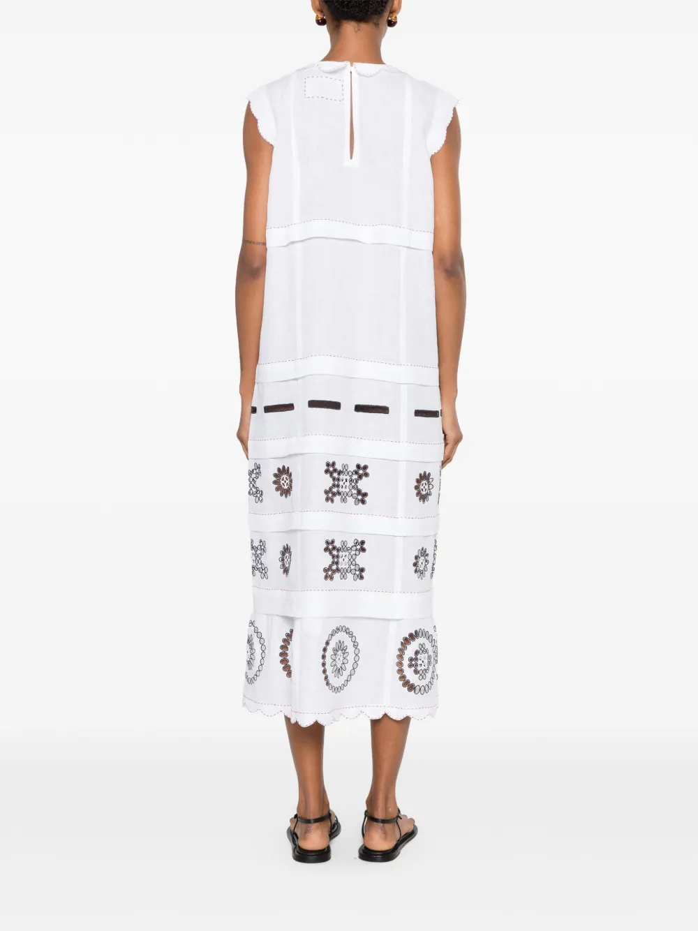 Vita Kin Phoebe Embroidered Sleeveless Midi Dress in White, view 4