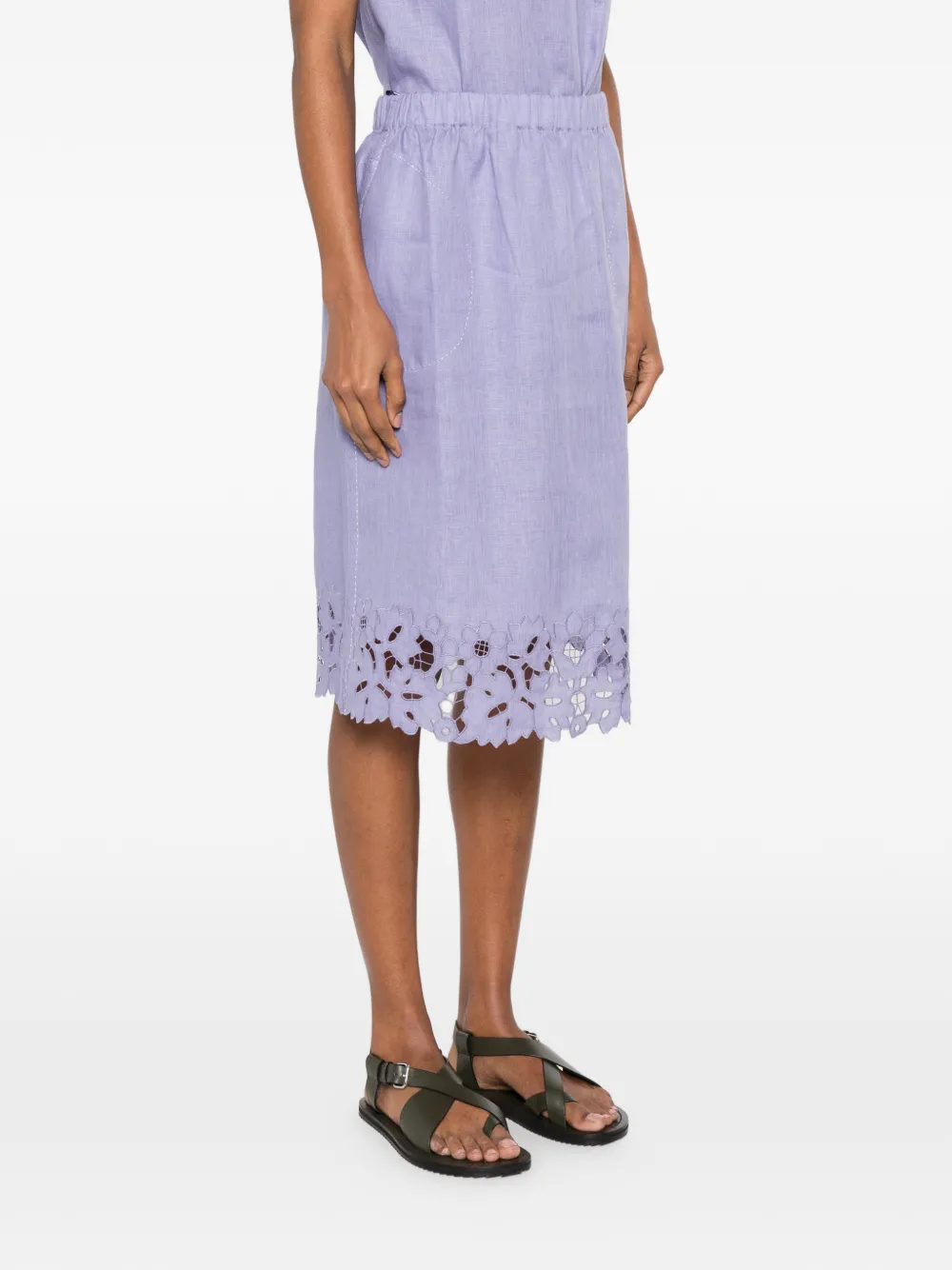Vita Kin Galatea Broderie-anglaise Midi Skirt in Purple, view 3