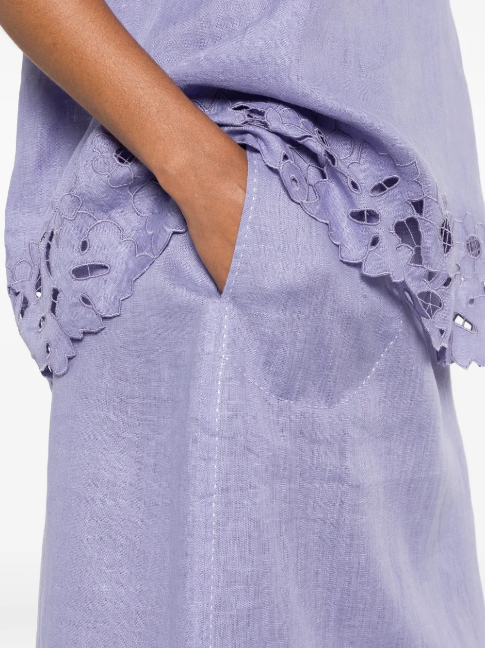 Vita Kin Galatea Broderie-anglaise Midi Skirt in Purple, view 5