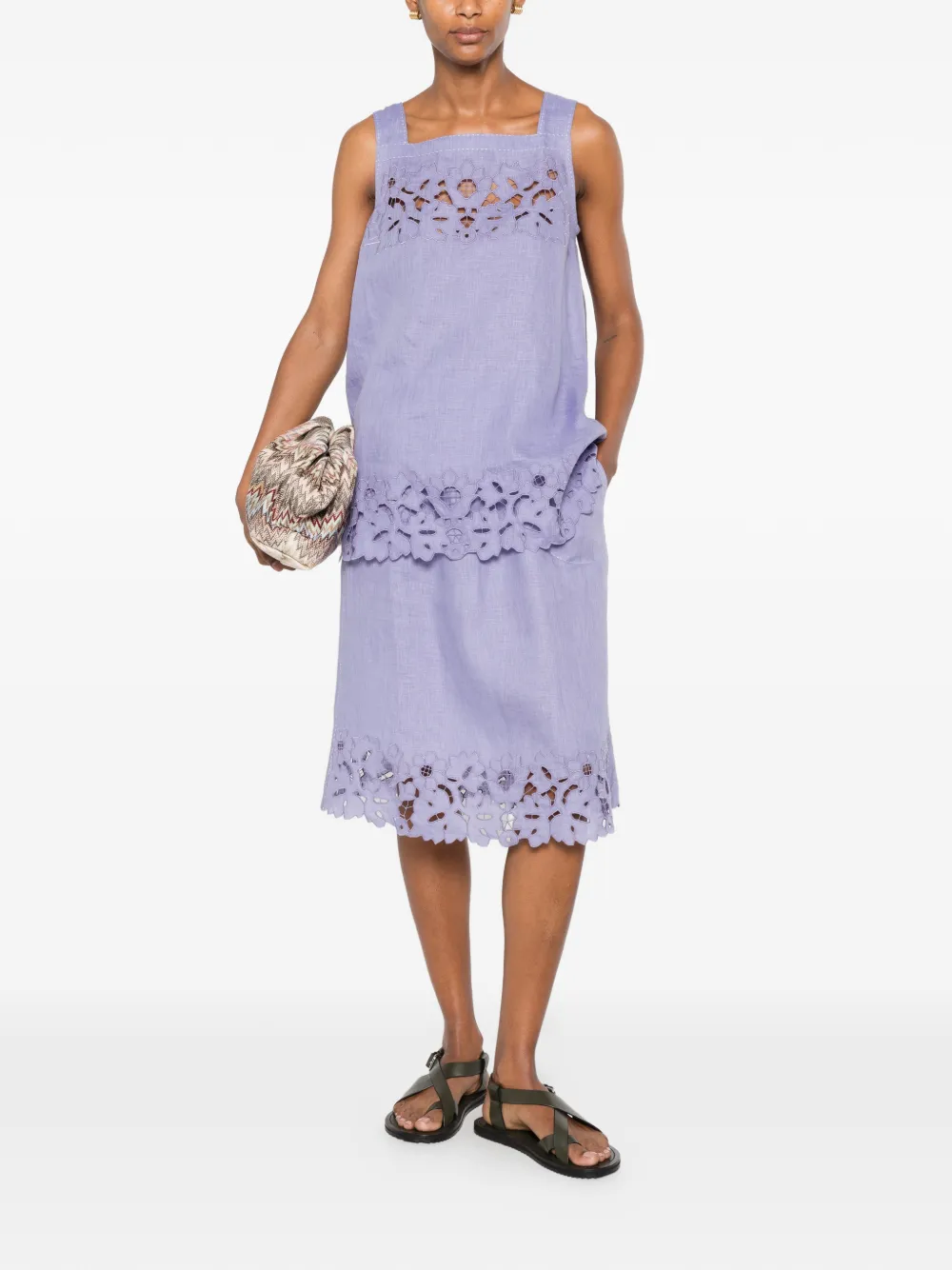 Vita Kin Galatea Broderie-anglaise Midi Skirt in Purple, view 2