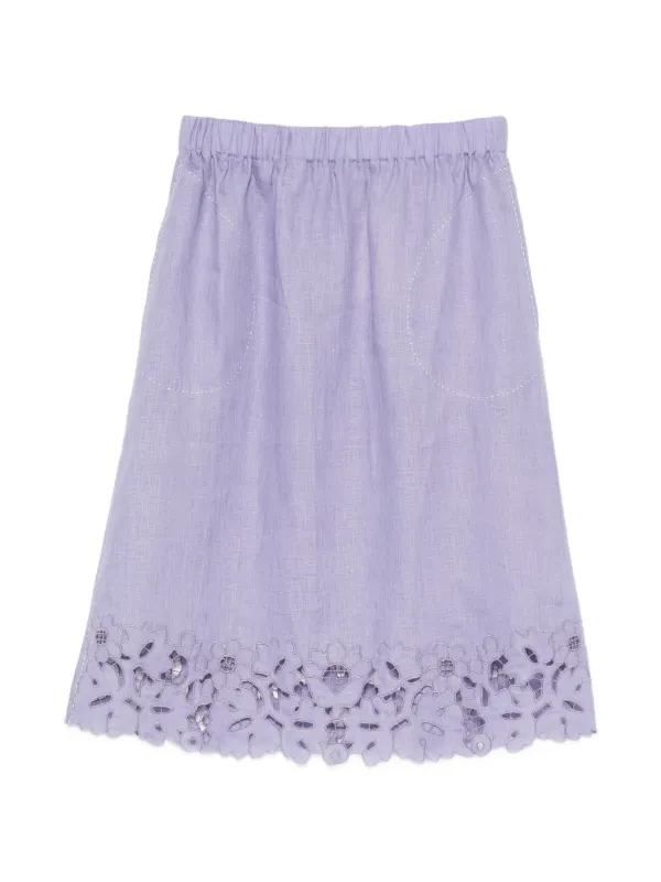 Vita Kin Galatea Broderie-anglaise Midi Skirt in Purple