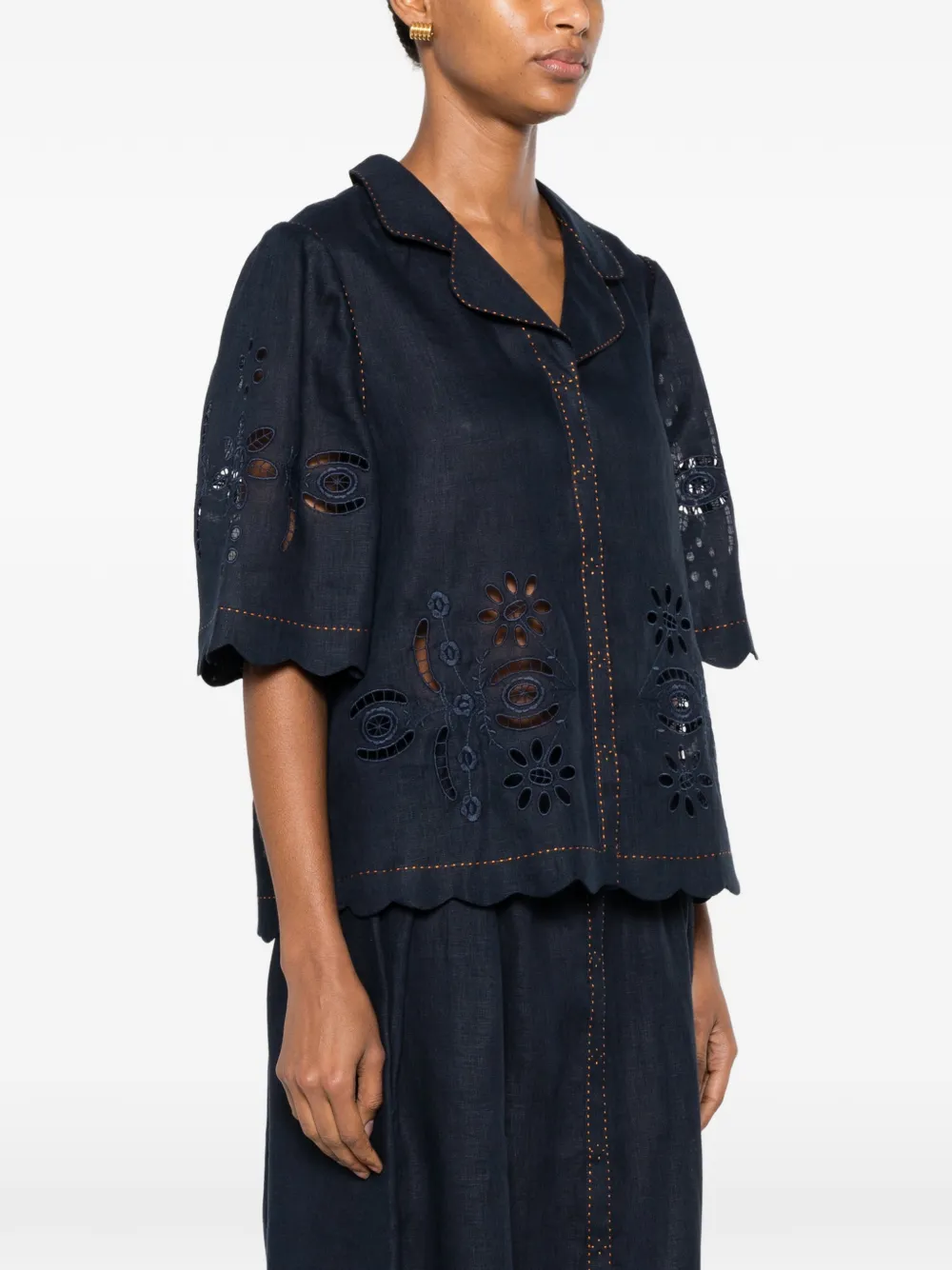 Vita Kin Balthazar Broderie-anglaise Blouse in Blue, view 3