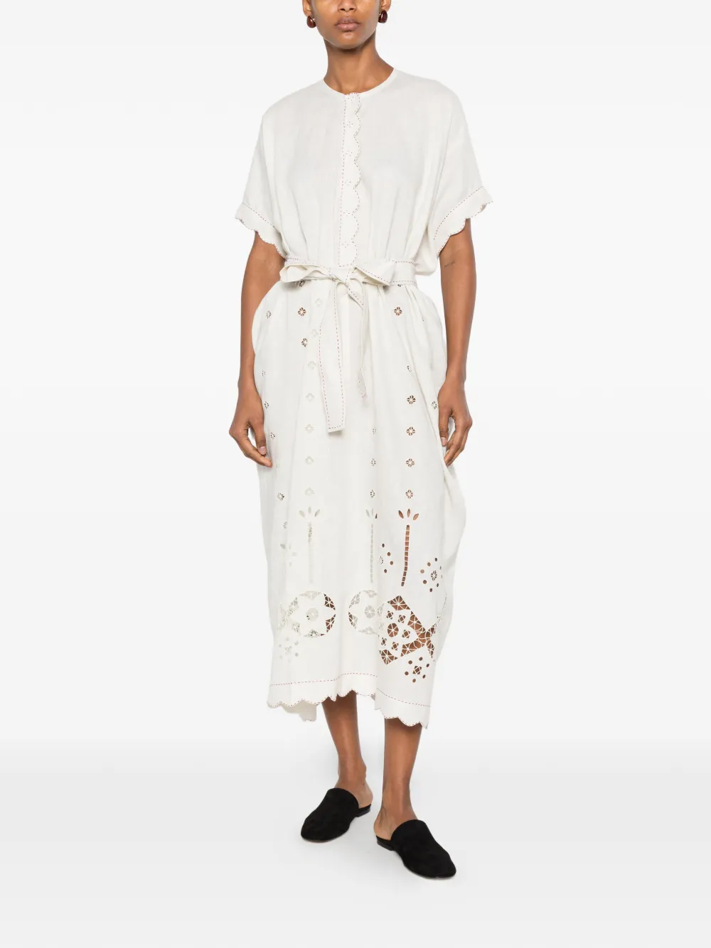 Vita Kin Sweet Jane Broderie-anglaise Midi Dress in Neutrals, view 2