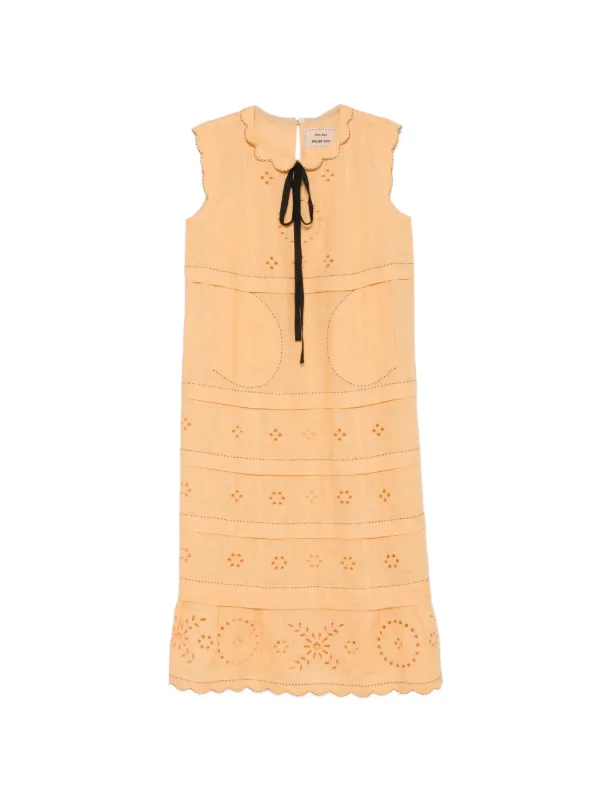 Vita Kin Kiki Broderie Midi Dress in Orange