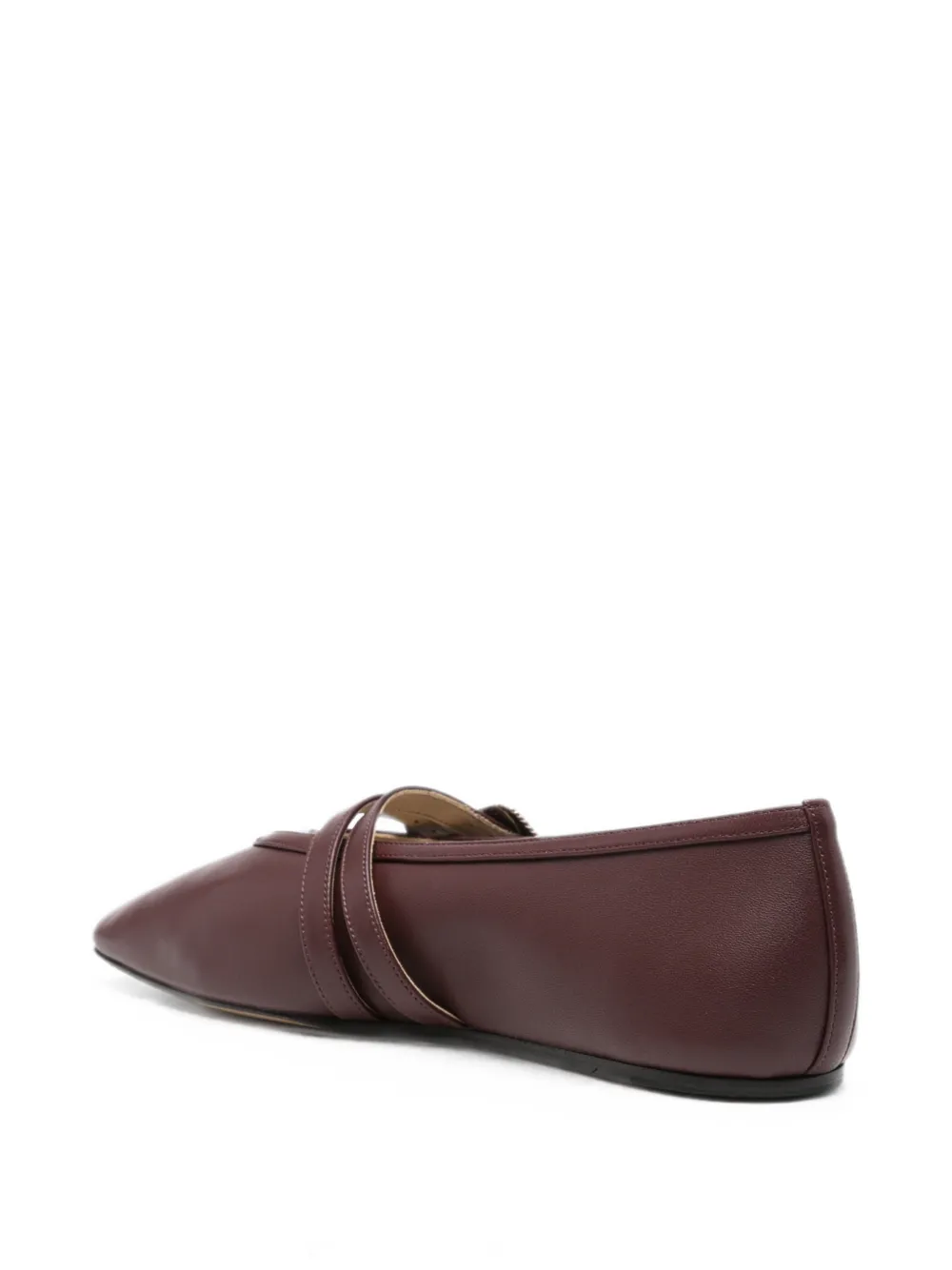 Le Monde Beryl Claudia buckled leather ballet flats Rood