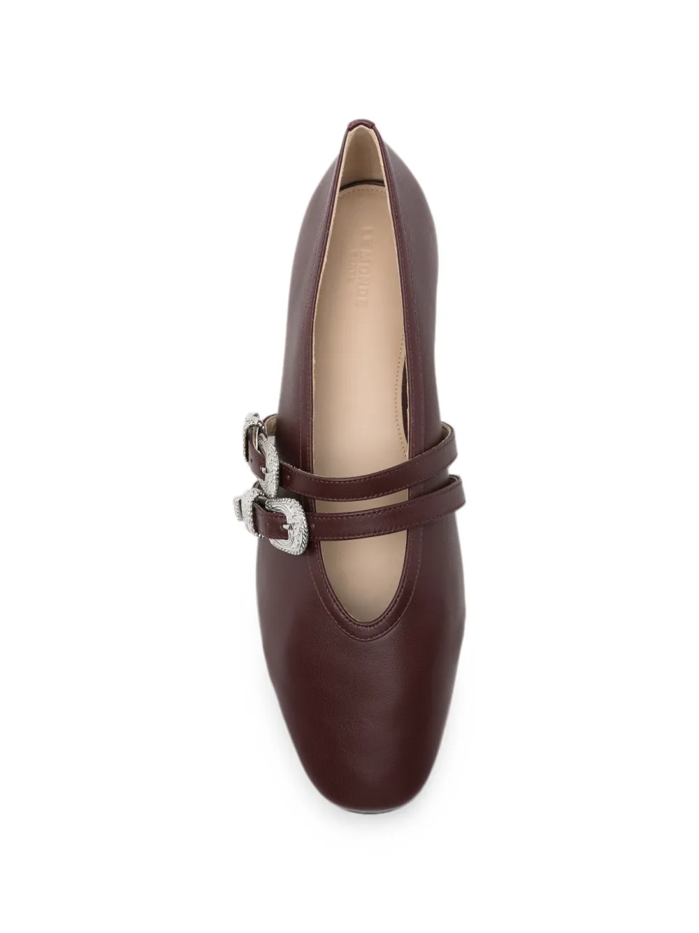 Le Monde Beryl Claudia buckled leather ballet flats Rood