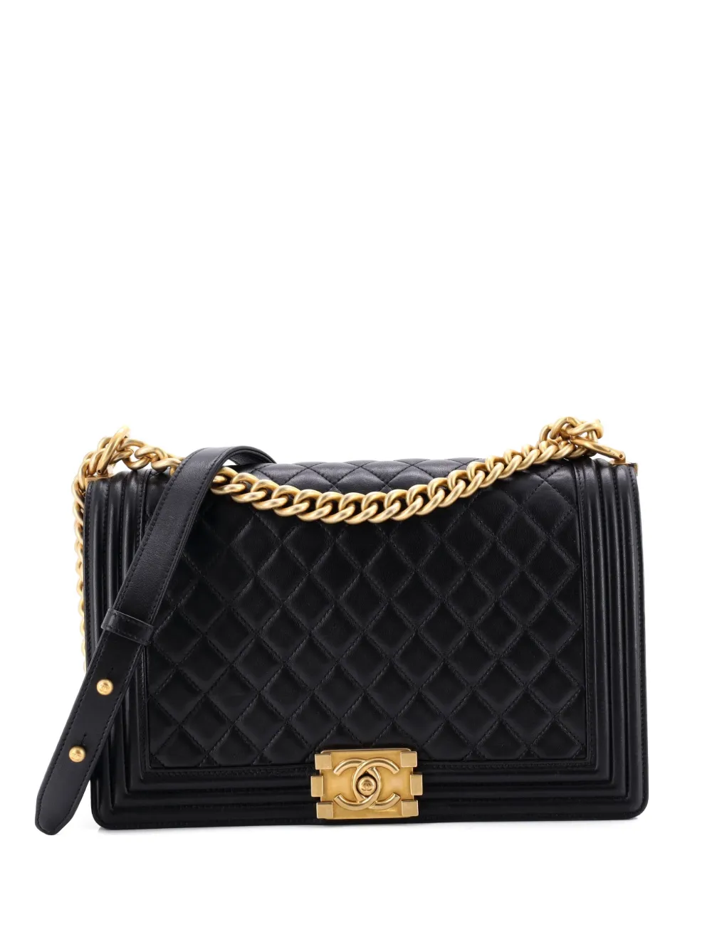CHANEL Pre-Owned Boy Flap Bag Quilted Lambskin New Medium shoulder bag - Nero