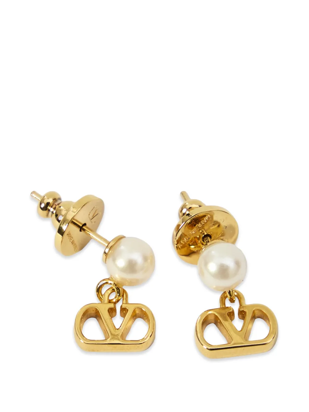 Valentino Garavani VLogo Signature pearl-detail earrings - Oro