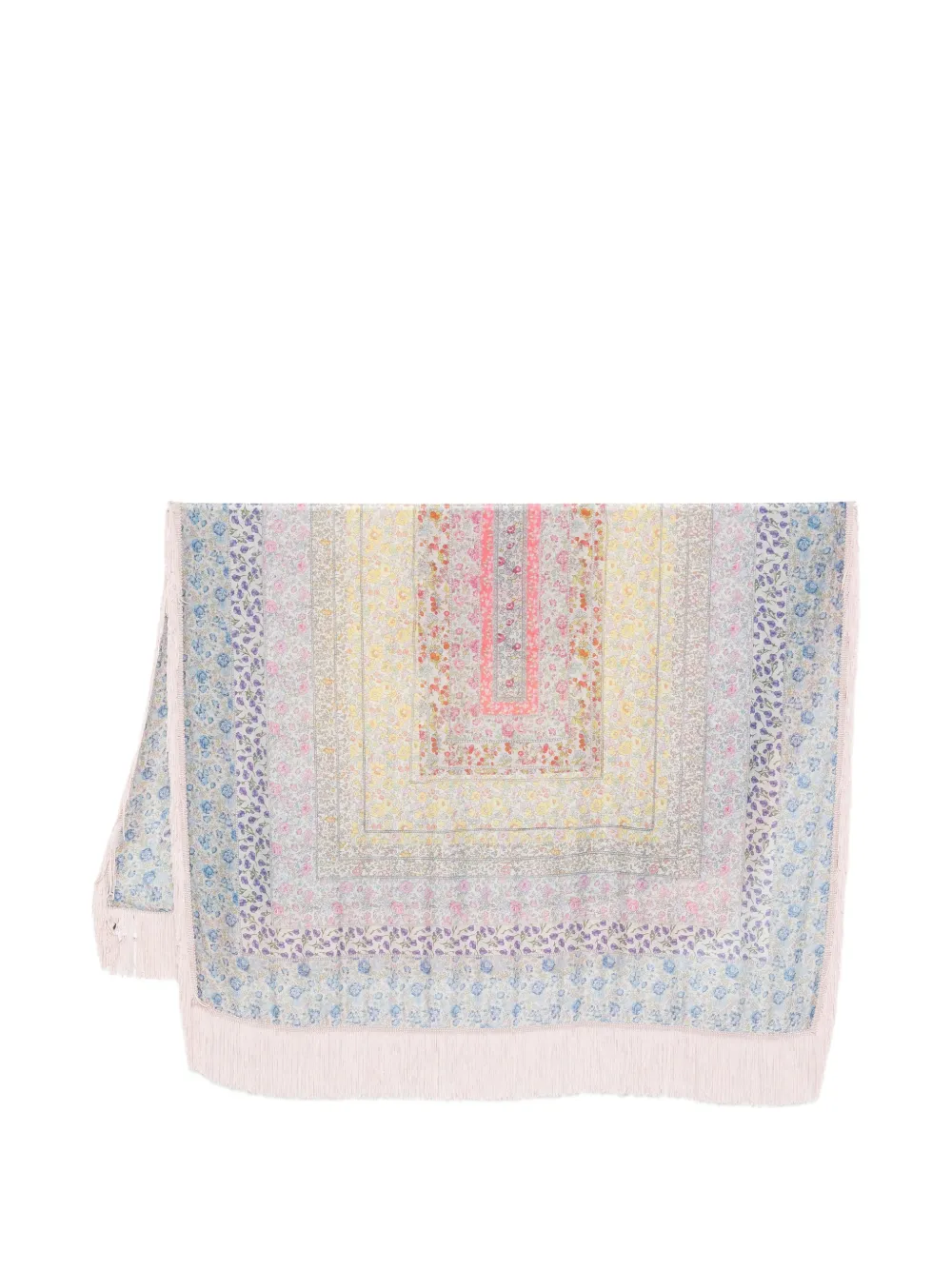 Faliero Sarti Lety Frangia floral-print fringed scarf - Blu