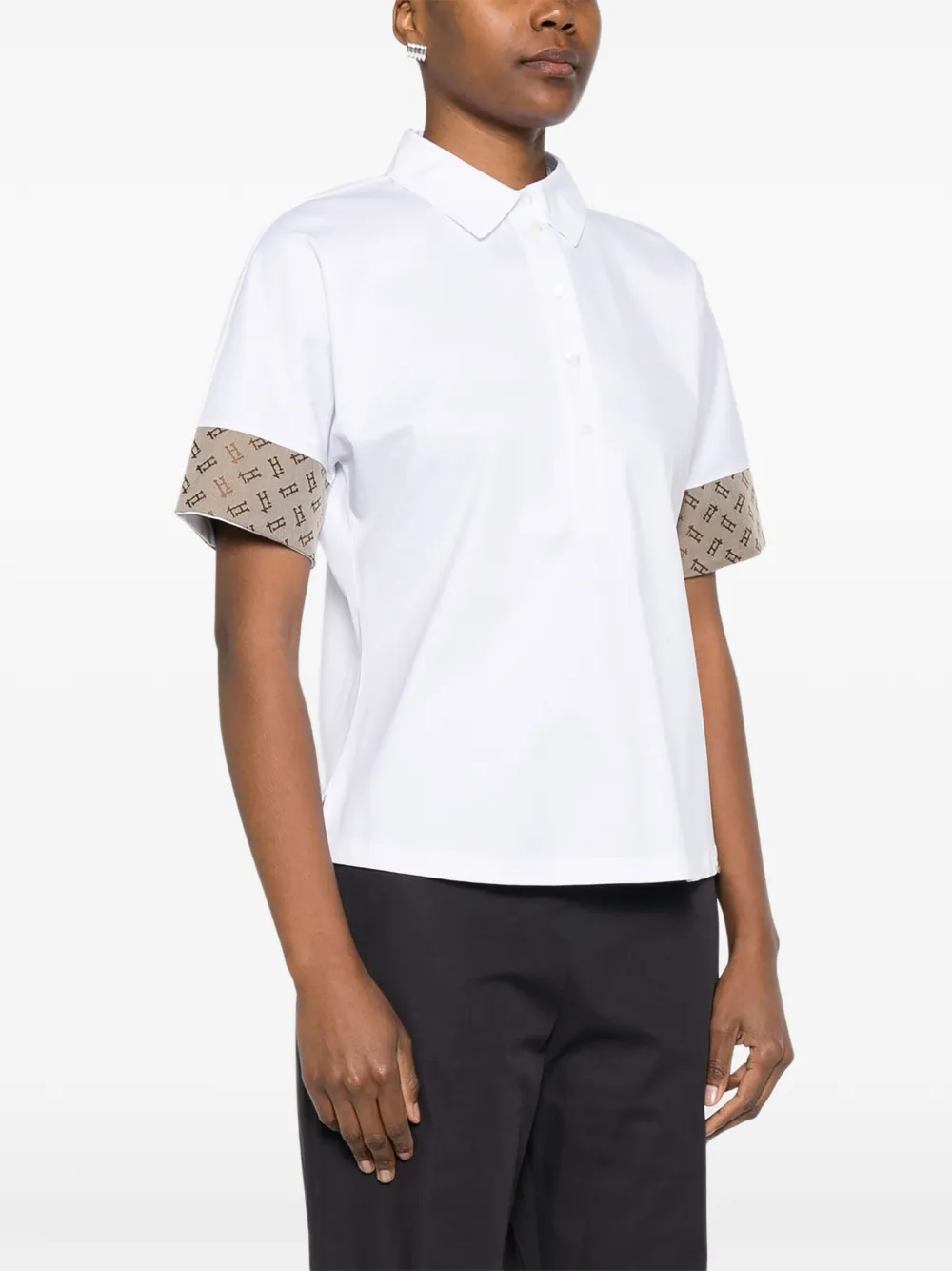  Herno Patterned Cuff Polo Shirt - White 
