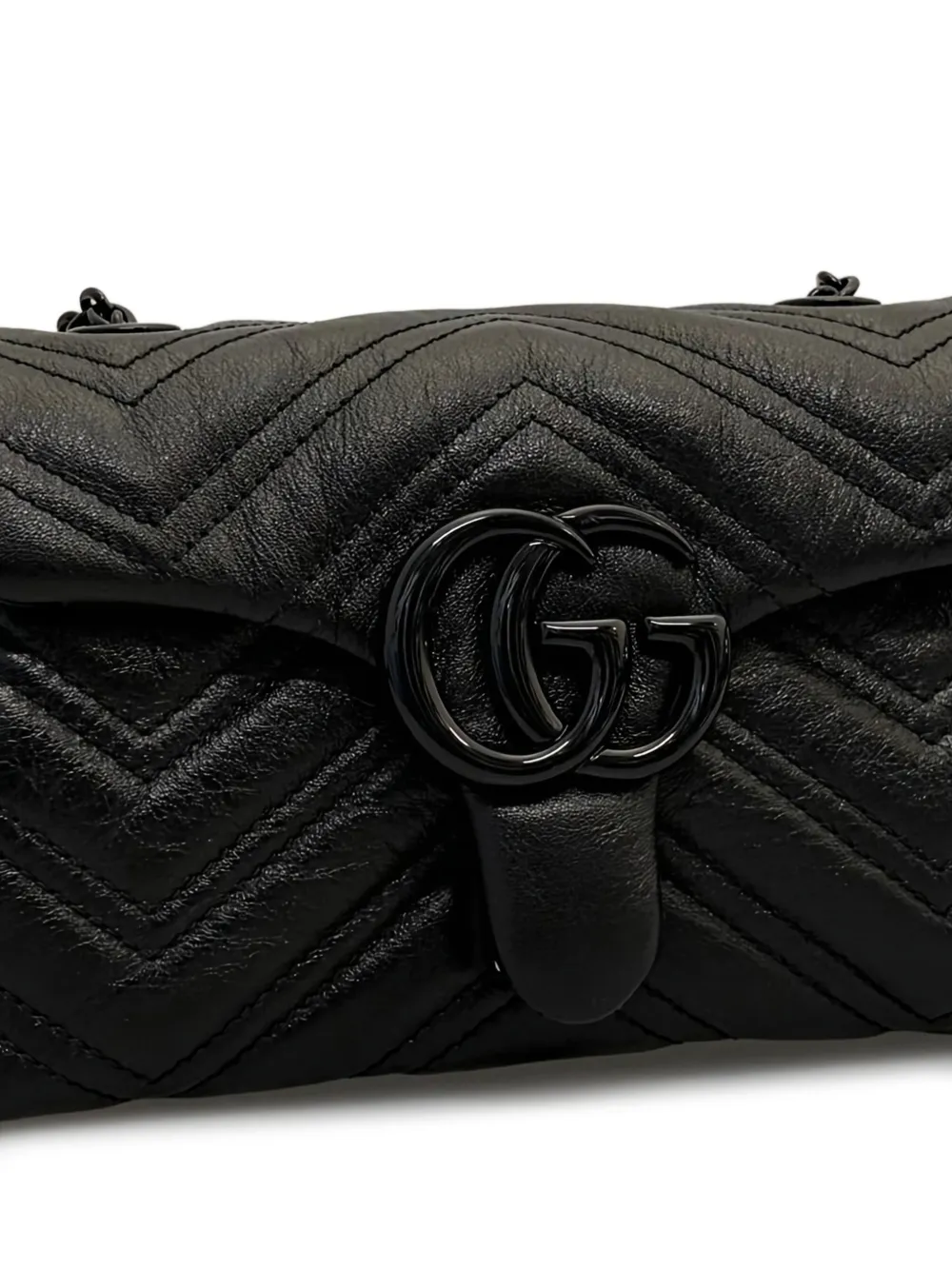 Gucci Schoudertas met kettinghengsel en chevron streep Zwart