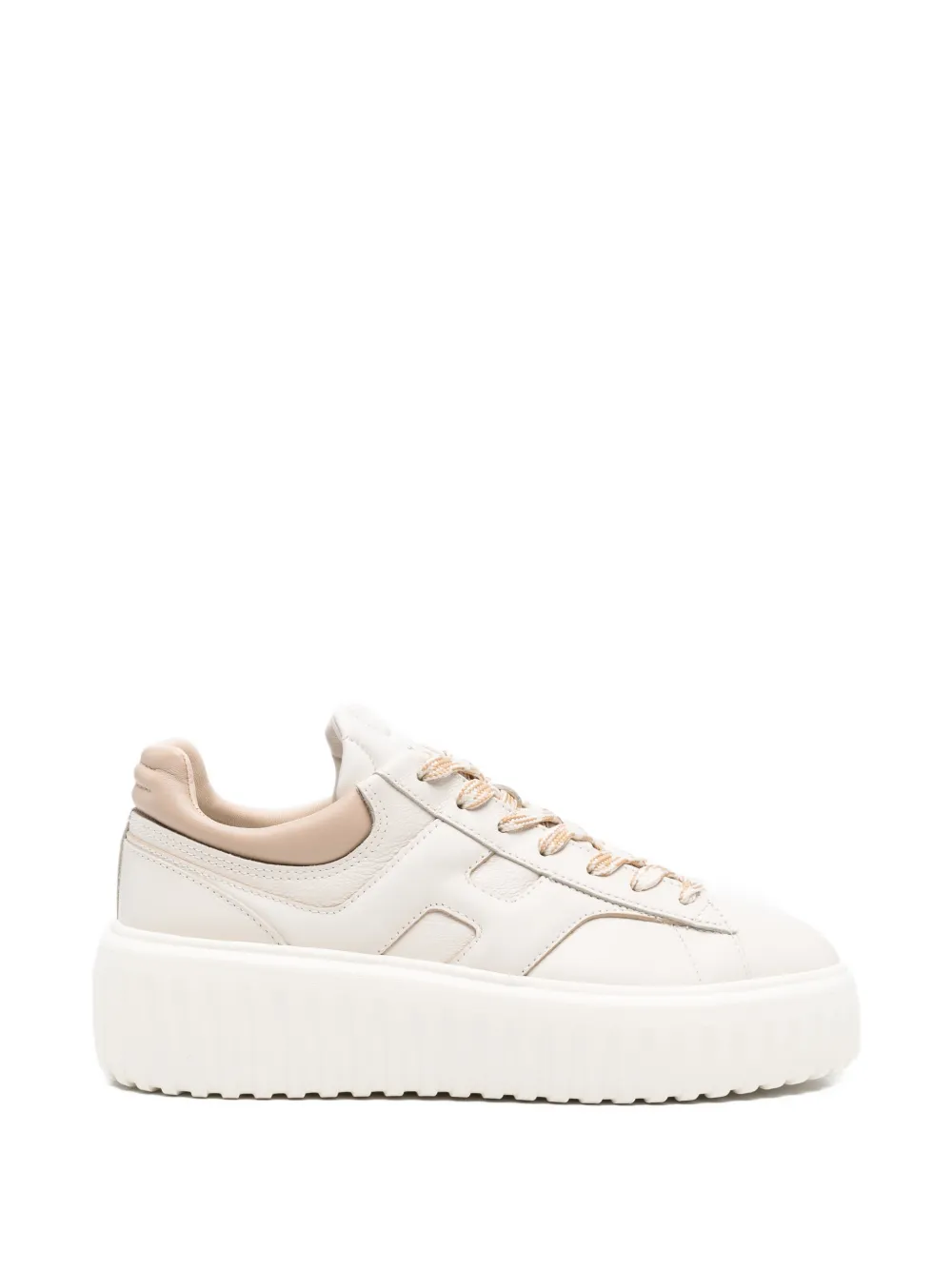 Hogan Leren sneakers met plateauzool Beige