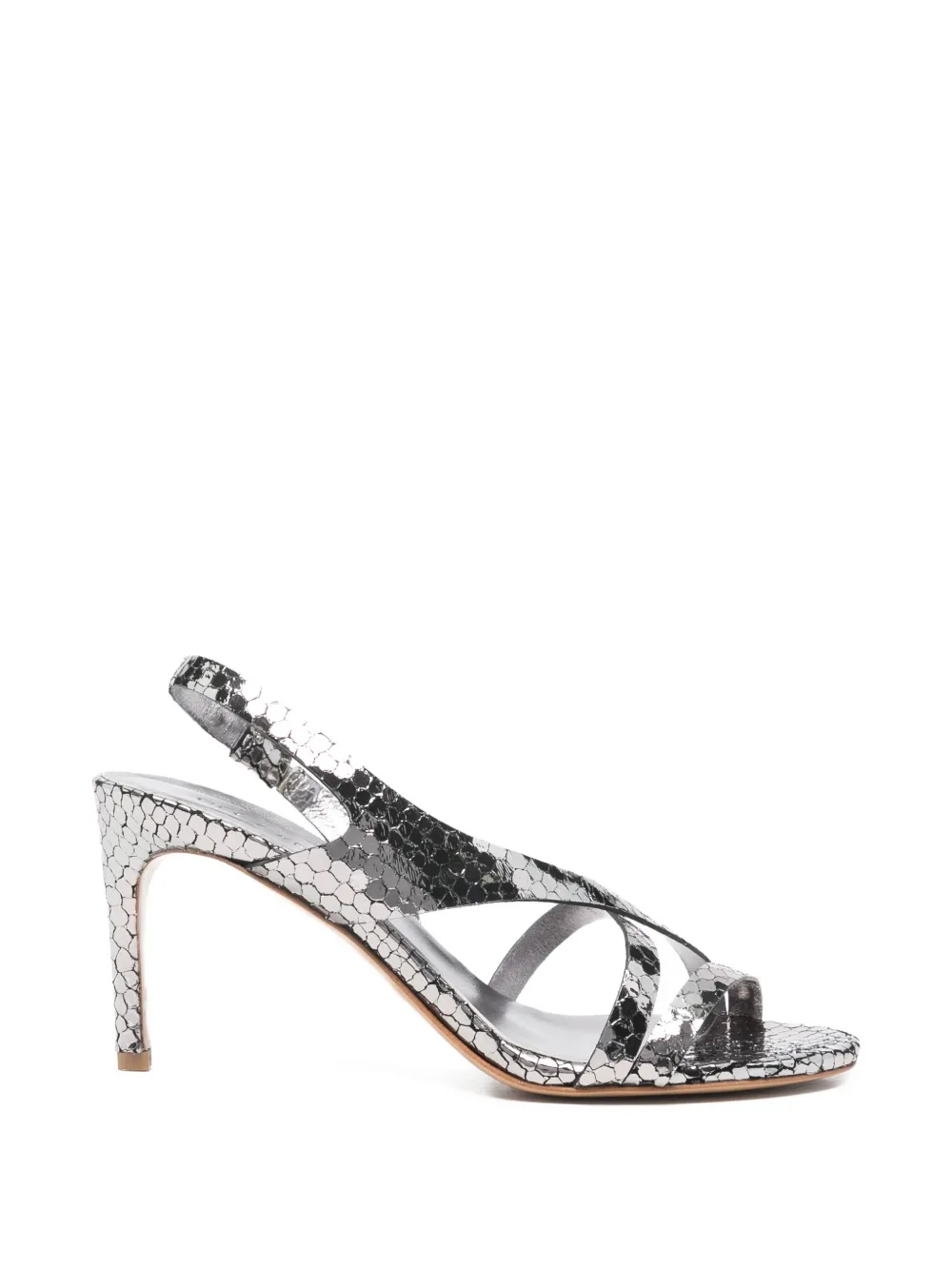 Del Carlo Cannes strappy snakeskin-effect sandals - Argento
