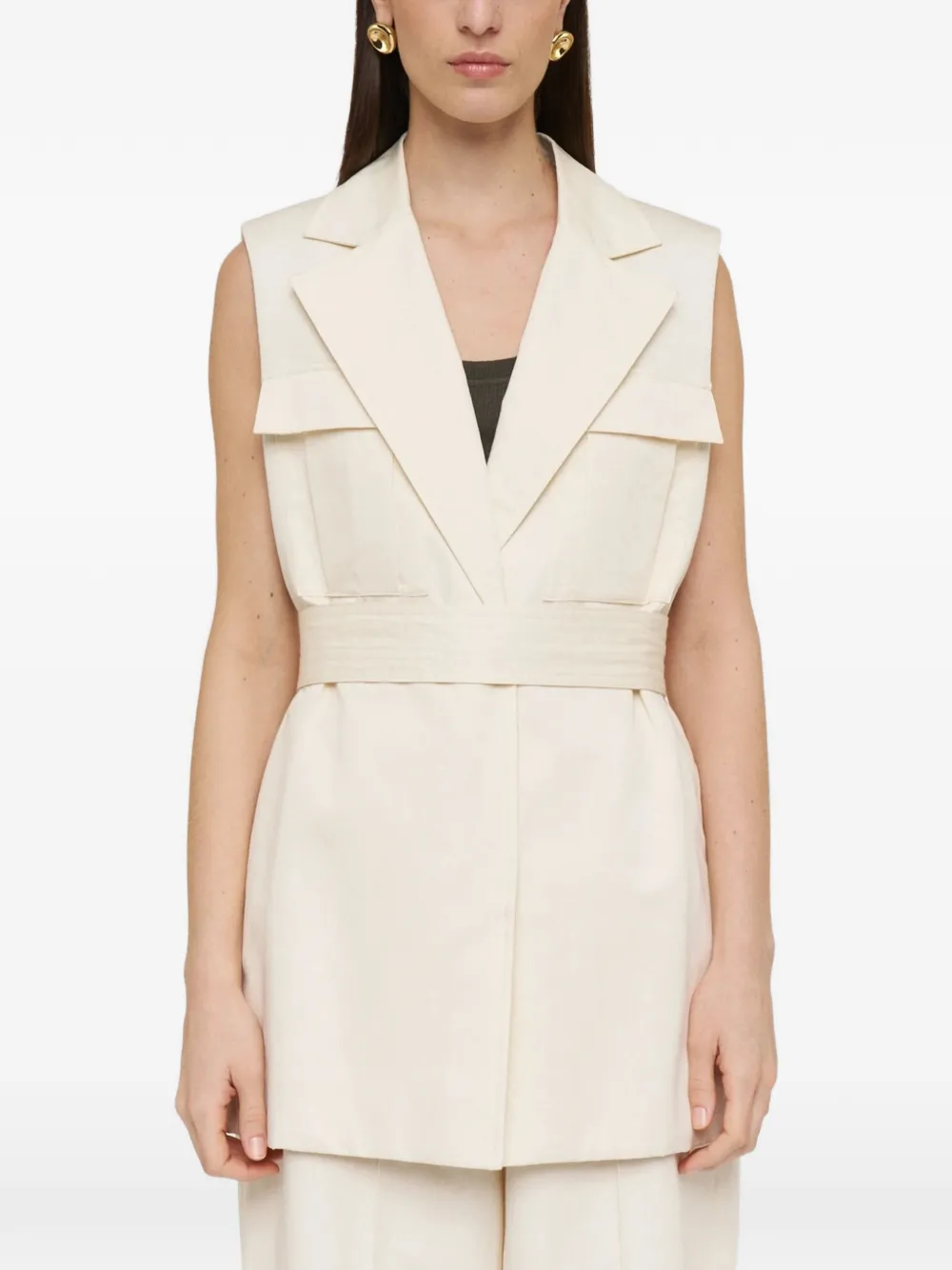 JOSEPH Diafa gilet met ceintuur Beige
