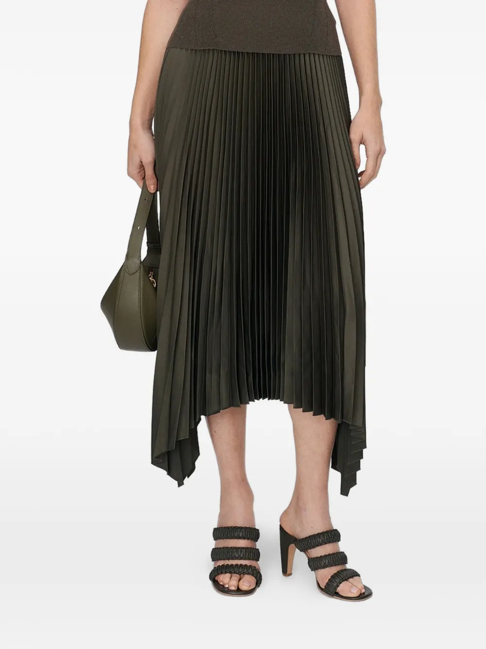  Joseph Ade Pleated Asymmetric Midi Skirt - Green 