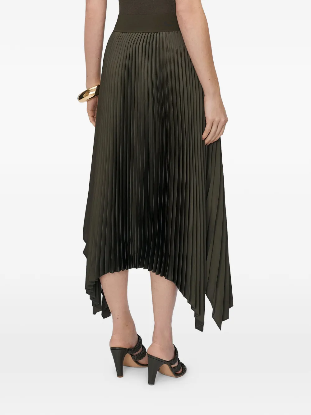  Joseph Ade Pleated Asymmetric Midi Skirt - Green 