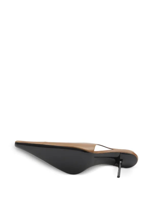 Saint Laurent Babylone Breteuil Slingback Pumps in Smooth Leather in Brown, view 5