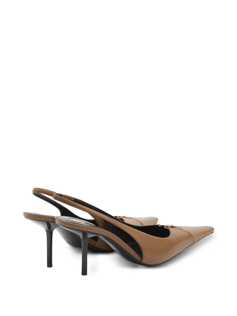  Saint Laurent Babylone Breteuil Slingback Pumps - Brown 