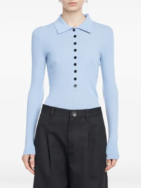 Maria McManus playera tipo polo manga larga con botón