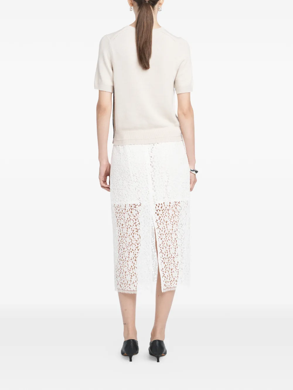  Maria Mcmanus Lace Ruched Midi Skirt - White 