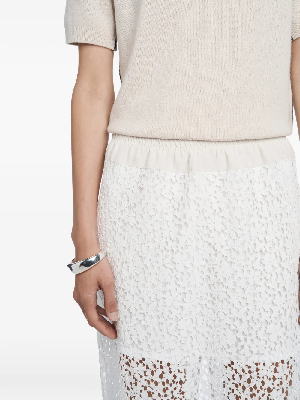 Maria McManus Midi-rok met ruches en kant Wit