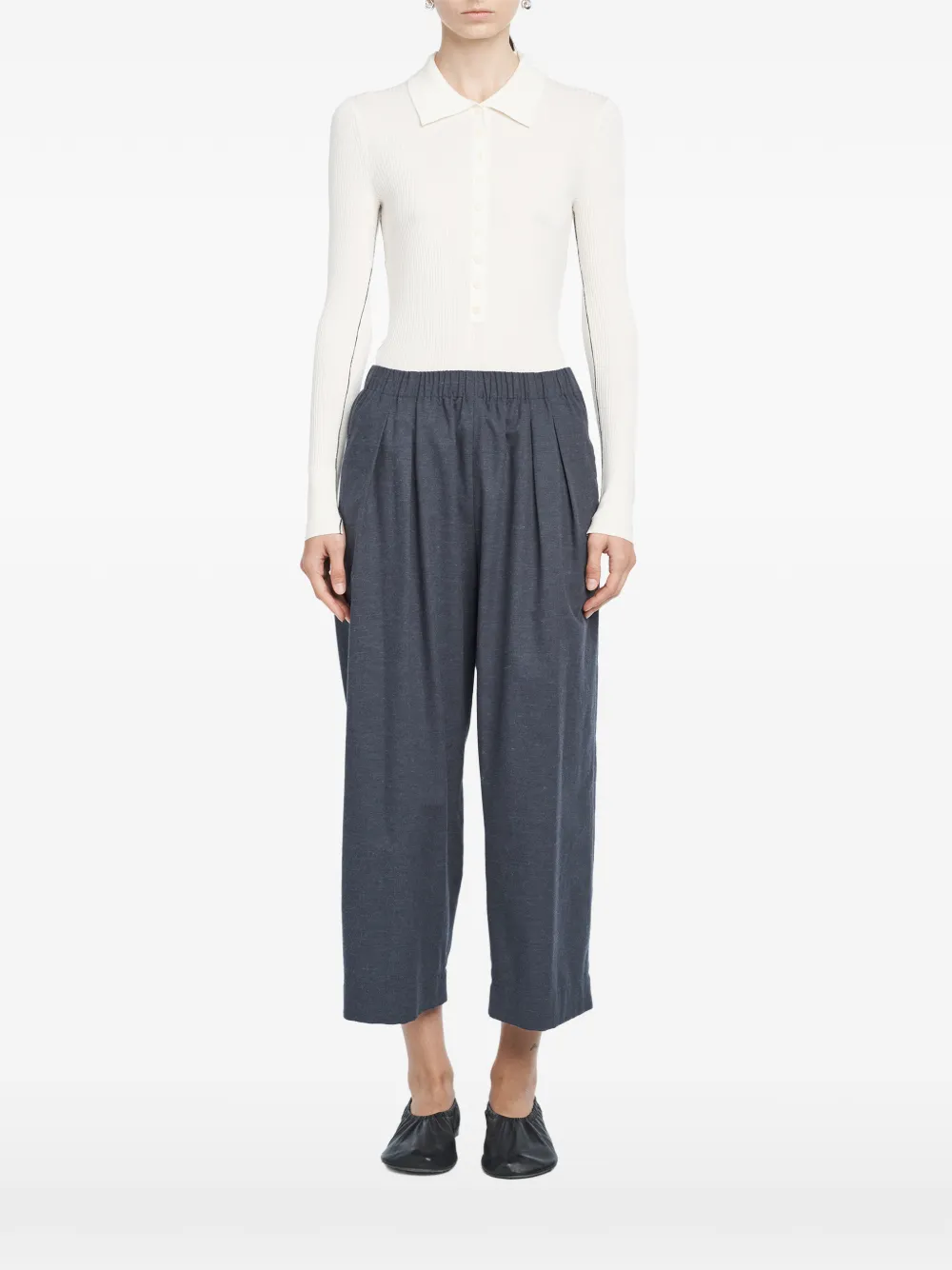 Maria McManus long-sleeve button polo top - Toni neutri