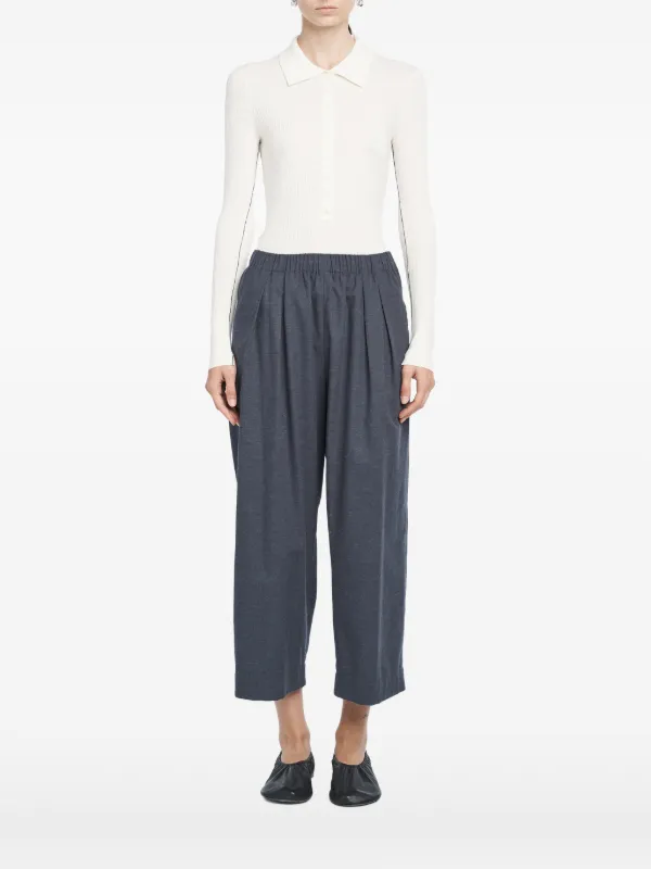 Maria McManus Long-sleeve Button Polo Top in Neutrals