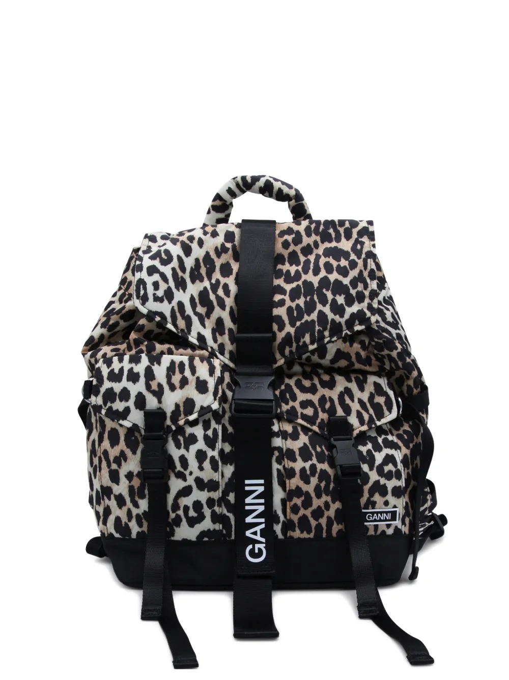 GANNI leopard-print backpack - Marrone