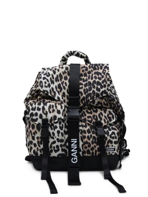 GANNI mochila con estampado de leopardo