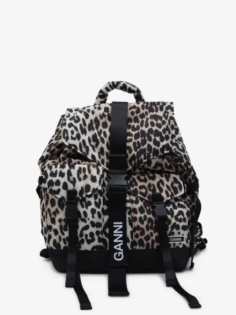 GANNI leopard-print backpack