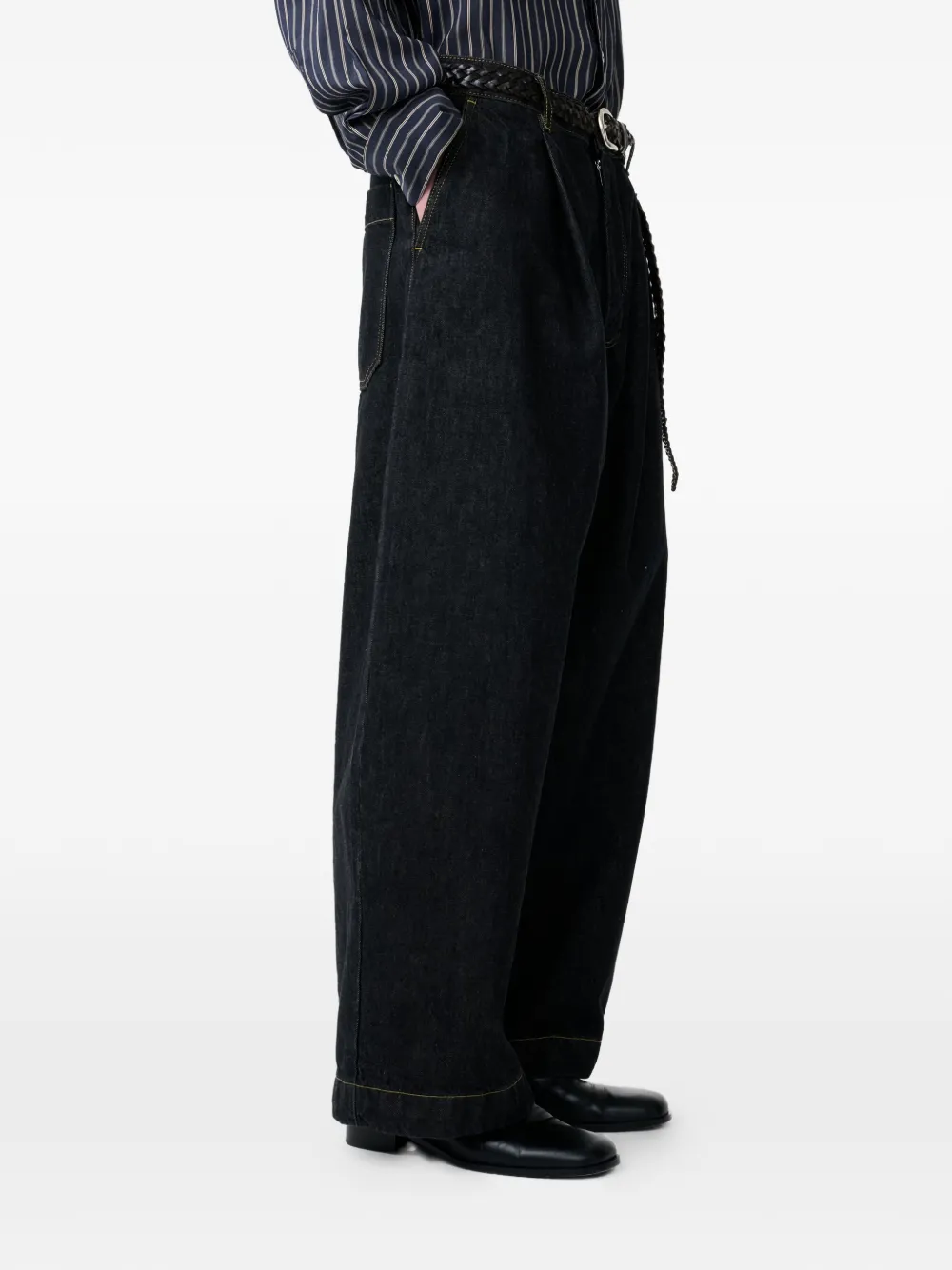 Studio Nicholson Puch jeans met riemlussen Zwart